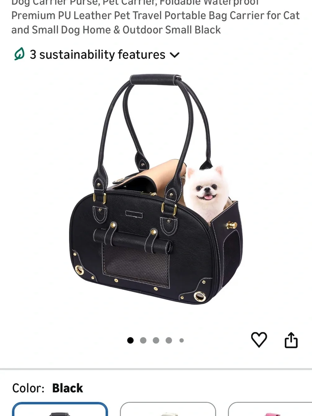 Stylish Soft-Sided Pet Carrier Purse – Black Pet Travel Bag